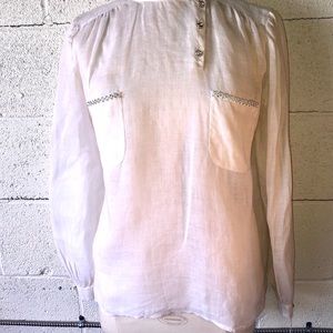 Valentino Boutique white linen blouse w buttons